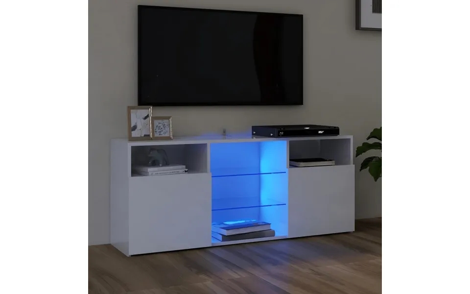 Vidaxl tv cabinet with led light 120x30x50 cm white high gloss