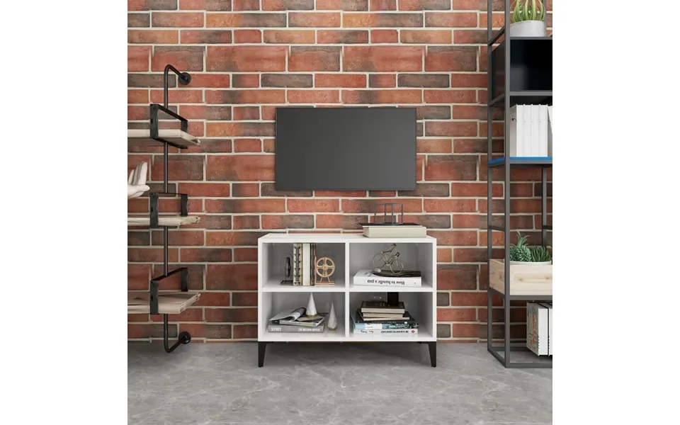 Vidaxl tv cabinet with metal legs 69,5x30x50 cm white high gloss