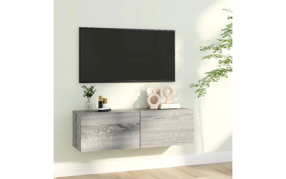 Vidaxl Væghængt Tv-bord 100x30x30 Cm Konstrueret Træ Grå Sonoma-eg