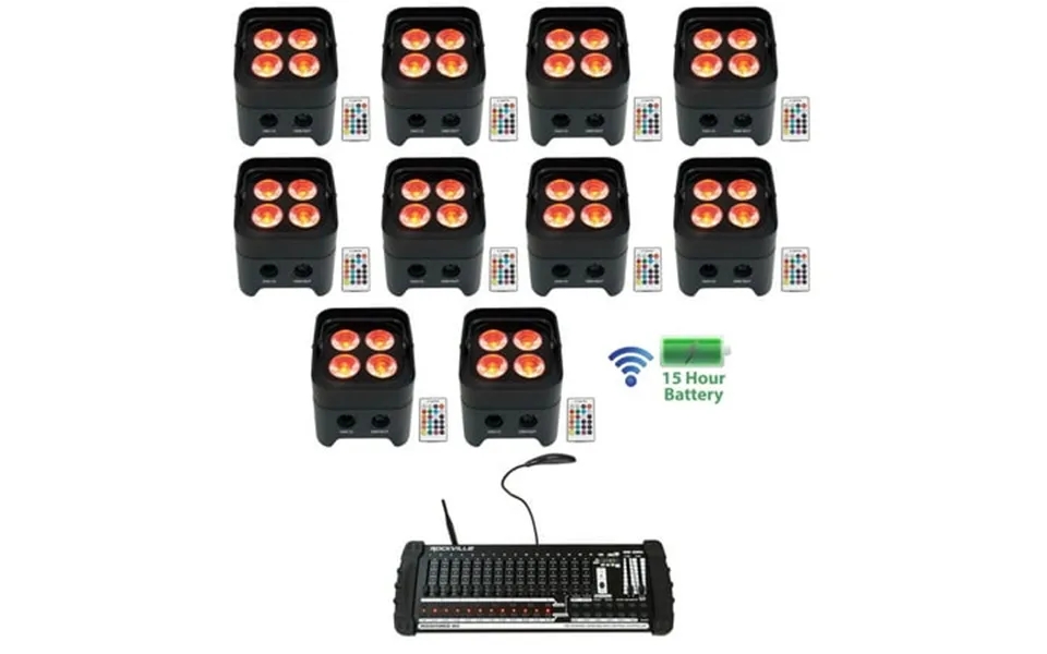 10 Rockville Best Par 50 Battery Wash Lights Wireless Dmx 384 Ch