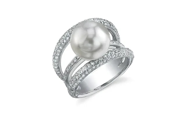 11mm White South Sea Cultured Pearl & Diamond Eternity Ring In 18k Gold product image