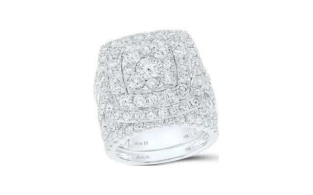 14kt White Gold Round Diamond Halo Bridal Wedding Ring Band Set 6 Cttw product image