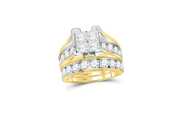 14kt Yellow Gold Princess Diamond Bridal Wedding Ring Band Set 4 Cttw product image