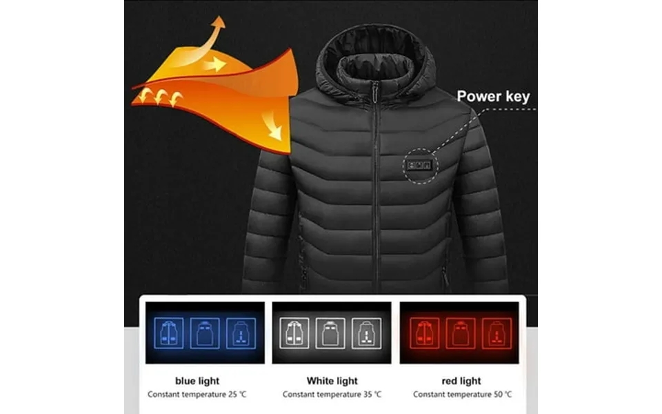 2024 Heated Jacket Hooded Detachable Electric Heating Jacket 3 Speed Temperature Control 11 Heating Zone Lightweight Hea