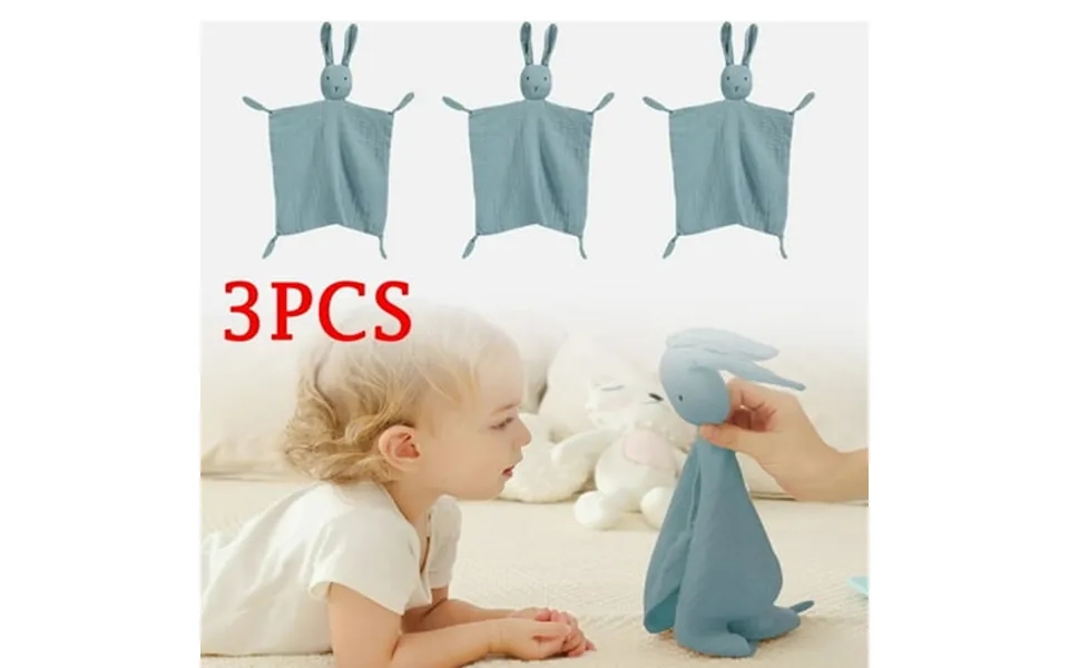 3packs Soft Cotton Muslin Baby Bib Plush Rabbit Doll Newborn Safety Towel Sleeping