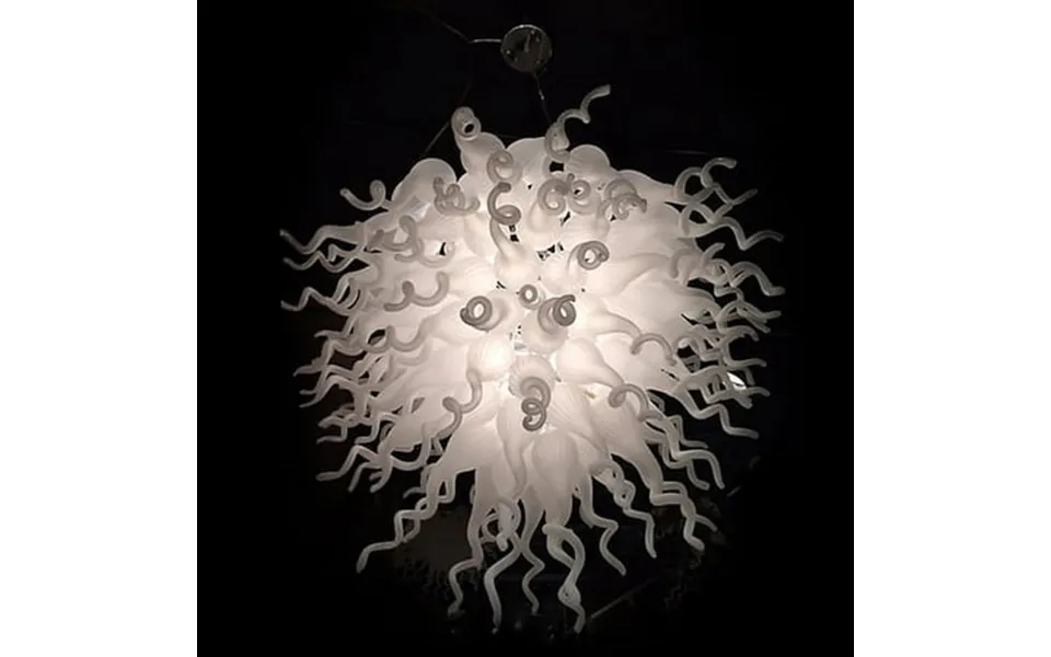 Afd Frosted White Blown Glass Chandelier