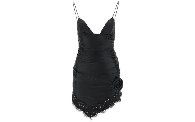 Alessandra Rich Ruched Mini Dress With Diamanté Lace Trim Women product image