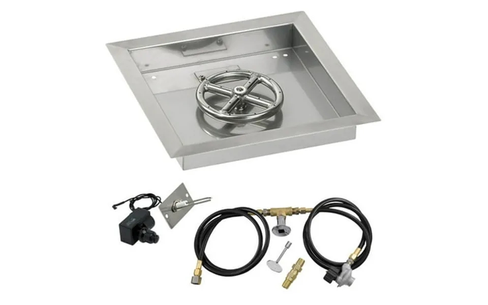 American Fireglass 36 In. Square Stainless Steel Drop-in Pan With Spark Ignition Kit - Propane