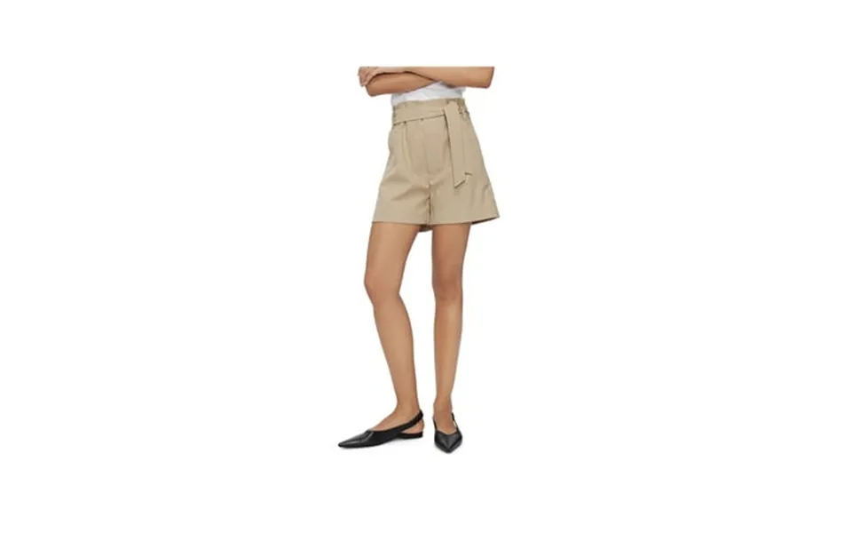 Anine Bing Womens Beige Pocketed Pleated Paperbag Waist Self Tie Wear To Work Cuffed Shorts 34 Waist