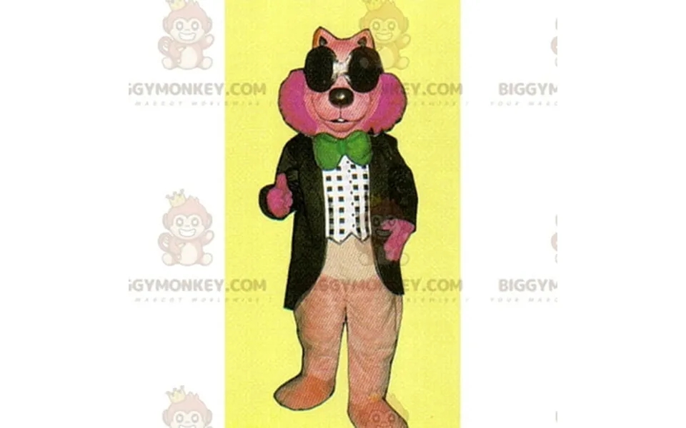 Biggymonkey Pink Rodent Mascot Costume With Bow Tie