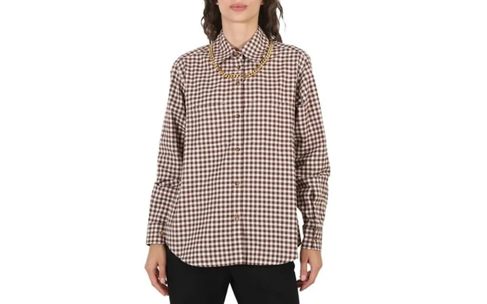 Burberry Gingham Cotton Check Chain Detail Shirt Brand Size 12 Us Size 10