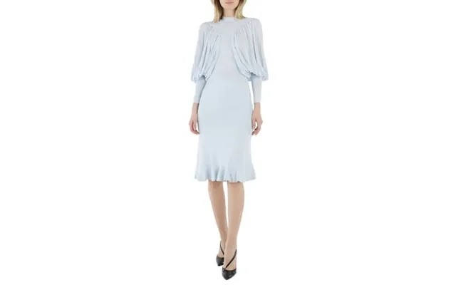 Burberry Ladies Pale Blue Puff-sleeve Jersey Dress Brand Size 2 Us Size 0 product image