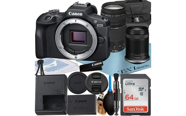 Canon Eos R100 Mirrorless Camera With Rf-s 18-150mm 75-300mm Lens Sandisk 64gb Memory Card Case Zeetech Accessory Bundle product image