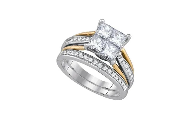 Diamond Princess 14k White Gold Princess Diamond 2-tone Bridal Wedding Ring Band Set 2 Cttw product image