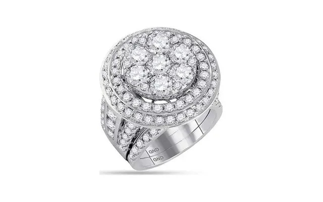 Diamond Princess 14kt White Gold Round Diamond Cluster Bridal Wedding Ring Band Set 7 Cttw product image