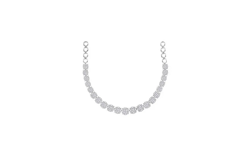 Diamond Princess 14kt White Gold Womens Princess Diamond Luxury Cluster Necklace 9-1 2 Cttw