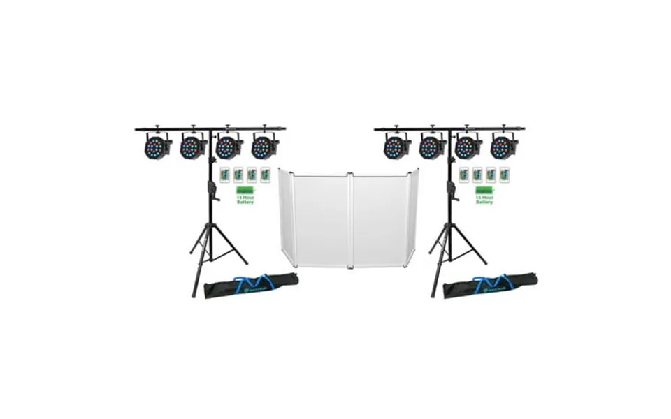 Dj Package 8 Rockville Rechargeable Led Dmx Dj Wash Lights Crank Stands Facade