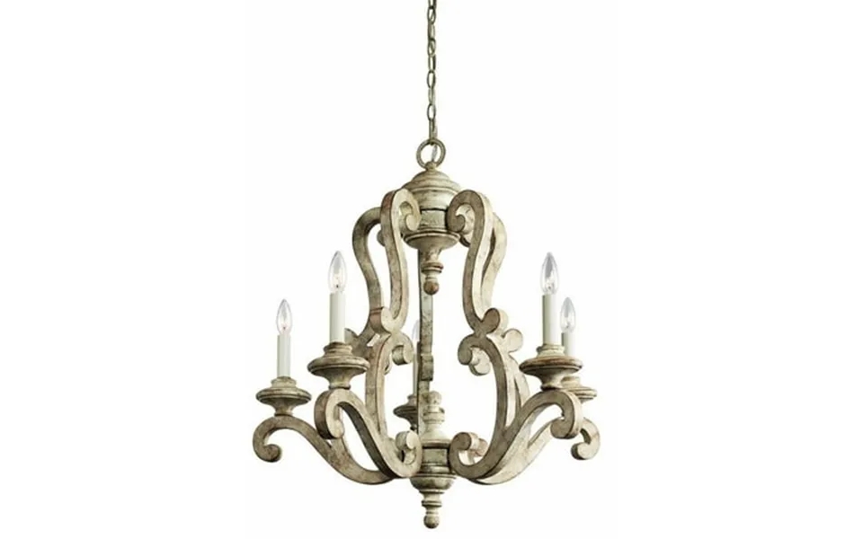 Farmhouse Five Light Chandelier In Distressed Antique White Finish Bailey Street Home 147-bel-1044857