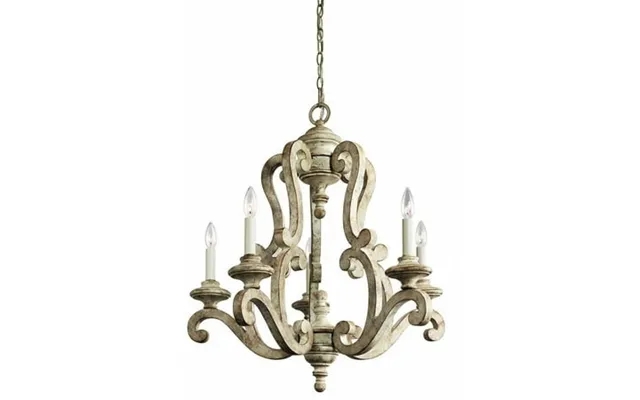 Farmhouse Five Light Chandelier In Distressed Antique White Finish Bailey Street Home 147-bel-1044857 product image