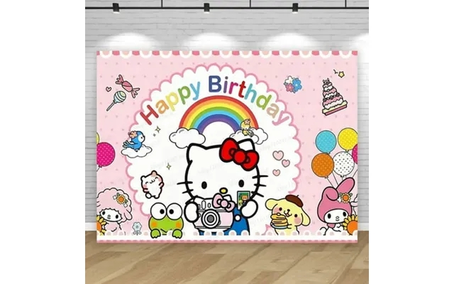 Hello Kitty Backdrop Party Decoration Girl Kids Birthday Background Photography Cute Cats Photo Studio Props Banner Supp product image