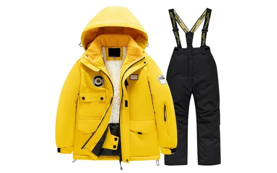 Kdfjpth Children S Ski Suit Multi Pocket Jacket And Pants Kid Winter Windbroof Snowboarding Winter Warm Snow Suits Unise