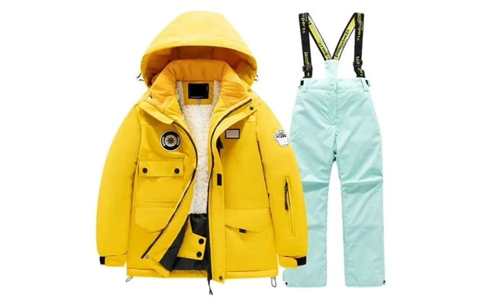 Kdfjpth Children S Ski Suit Multi Pocket Jacket And Pants Kid Winter Windbroof Snowboarding Winter Warm Snow Suits Unise