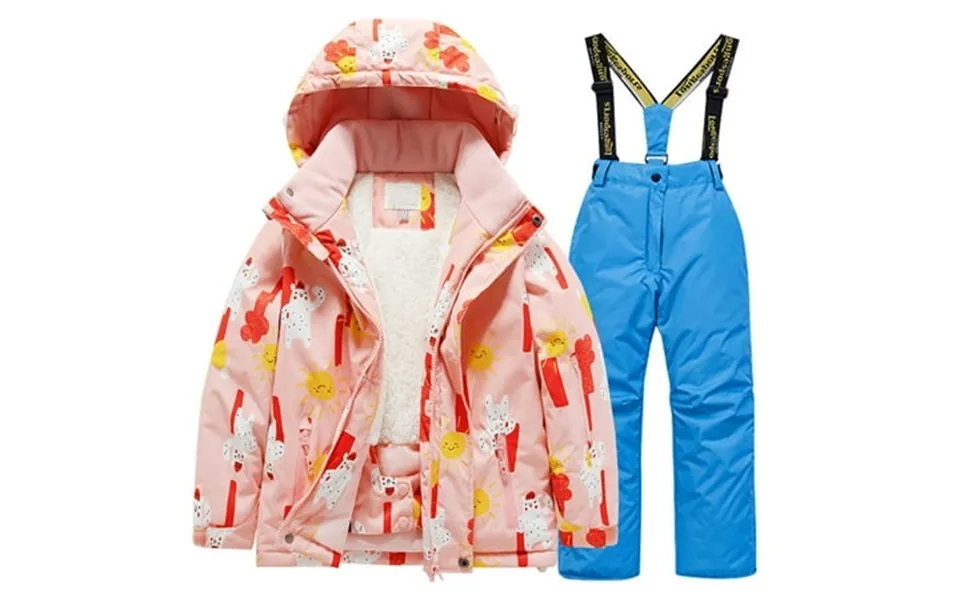 Kids Lined Ski Jacket & Pants Set Winter Snowboarding Rain Coats Girls Boys Snow Suits Blue Homewear For Kids 10 Years-1