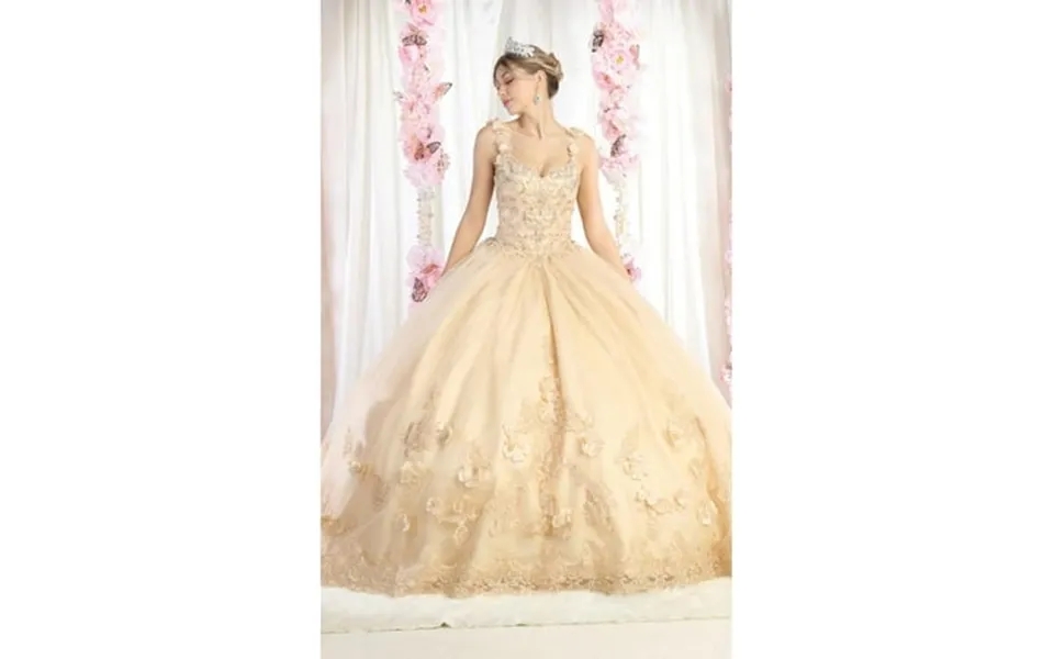 Layla K Lk180 Corset V-neck Embroidered Quinceanera Ball Gown Champagne 16