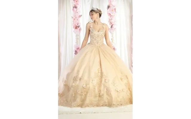 Layla K Lk180 Corset V-neck Embroidered Quinceanera Ball Gown Champagne 16 product image