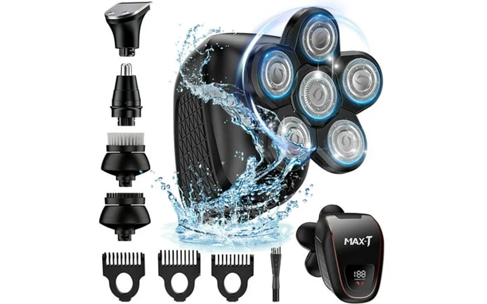 Max-t Head Shavers For Bald Men 5 In 1 Electric Razor 6d Rechargeable Waterproof Wet Dry Mens Grooming Kit With Beard Cl