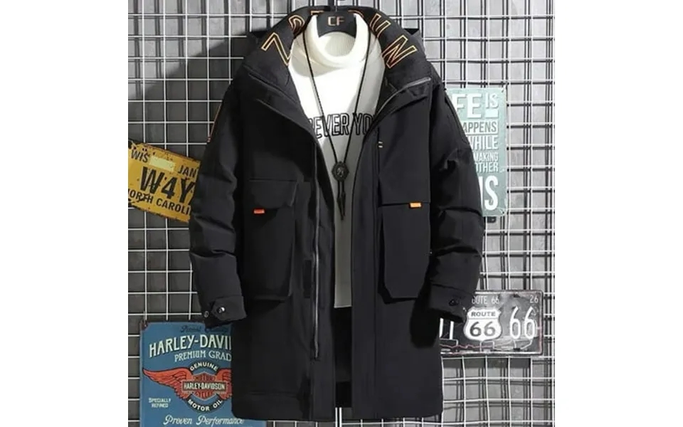 Men S Cotton-padded Jacket Autumn Winter Thick Hooded Long Warm Parka Jacket Men Windproof Classic Outwear