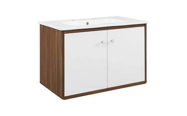 Modway Transmit 30 Wall-mount Wood Bathroom Vanity In Walnut White product image