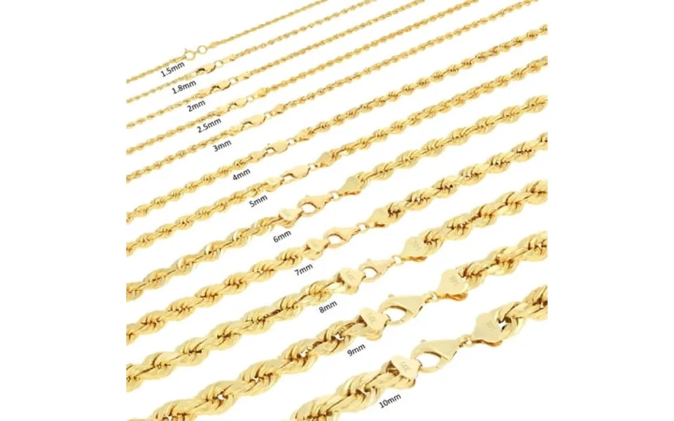 Nuragold 14k Yellow Gold Solid Rope Diamond Cut Chain Necklace Bracelet Or Anklet Lengths 7 - 30 All Sizes From 1mm To 1