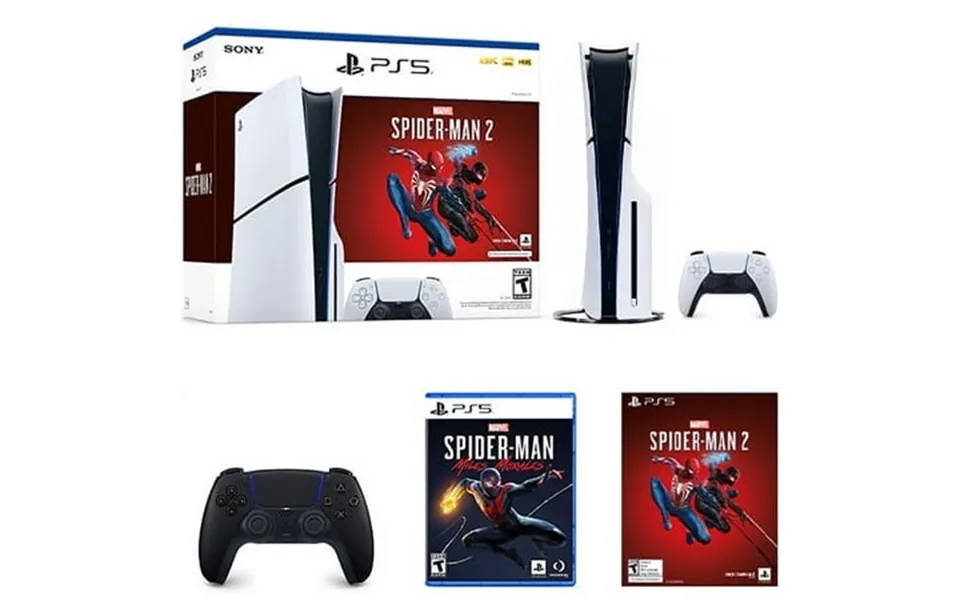 Playstation 5 Slim Console Marvel’s Spider-man 2 Bundle Extra Playstation 5 Dualsense Wireless Controller Midnight Black