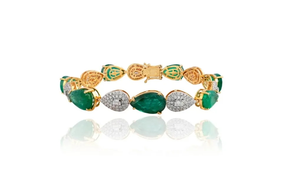 Solid 18kt Yellow Gold Si Clarity Hi Color Diamond Pear Emerald Gemstone Bangles Bracelets