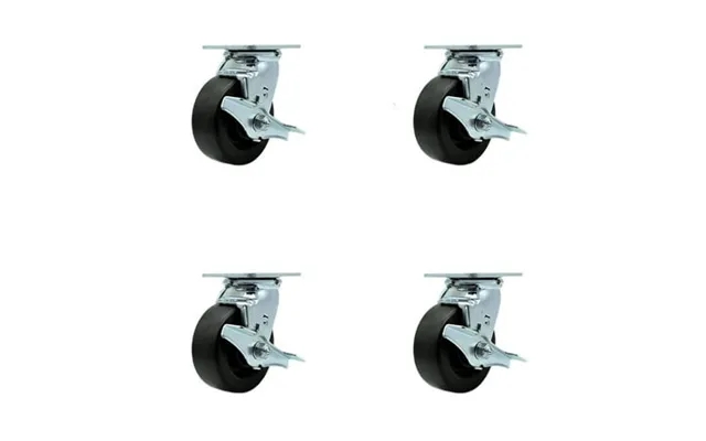 Stainless Steel Heavy Duty Swivel Caster Set Of 4 With 5 Inch Polyolefin Wheels And Ball Bearings-includes 2 Swivel With product image