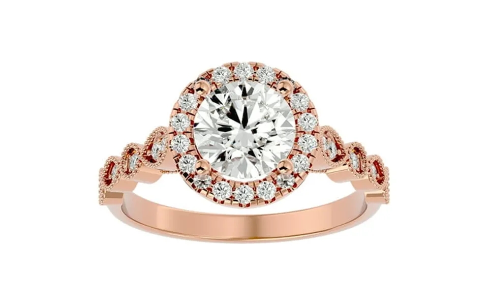 Superjeweler 1 3 4 Carat Halo Diamond Engagement Ring In 14 Karat Rose Gold For Women