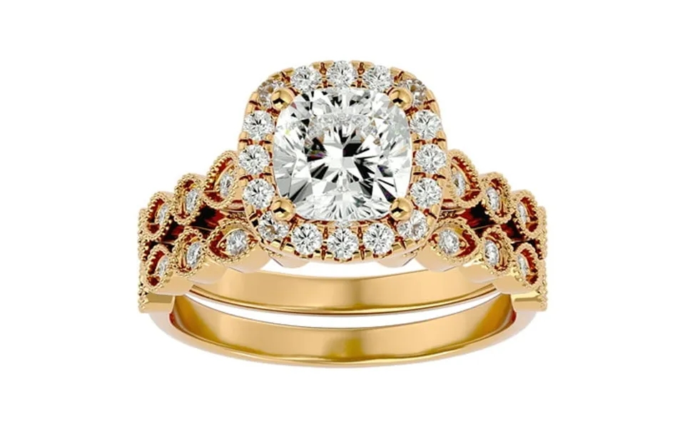 Superjeweler 2 1 2 Carat Cushion Shape Diamond Bridal Set In 14 Karat Yellow Gold For Women