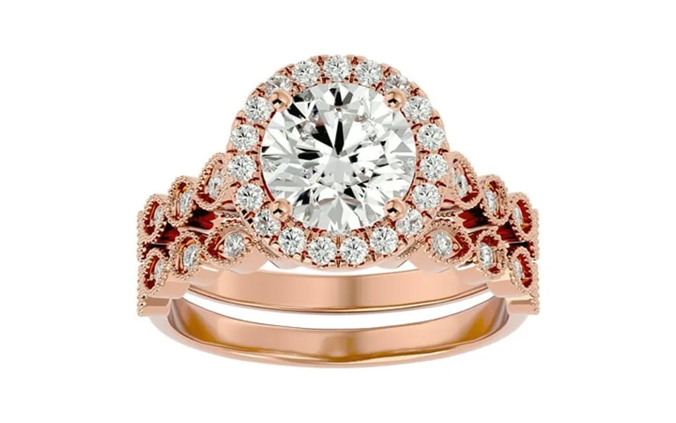 Superjeweler 2 1 2 Carat Halo Diamond Bridal Set In 14 Karat Rose Gold For Women