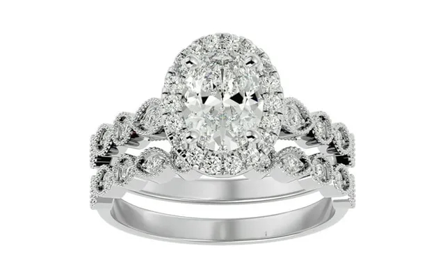 Superjeweler 2 Carat Oval Shape Diamond Bridal Set In 14 Karat White Gold For Women product image