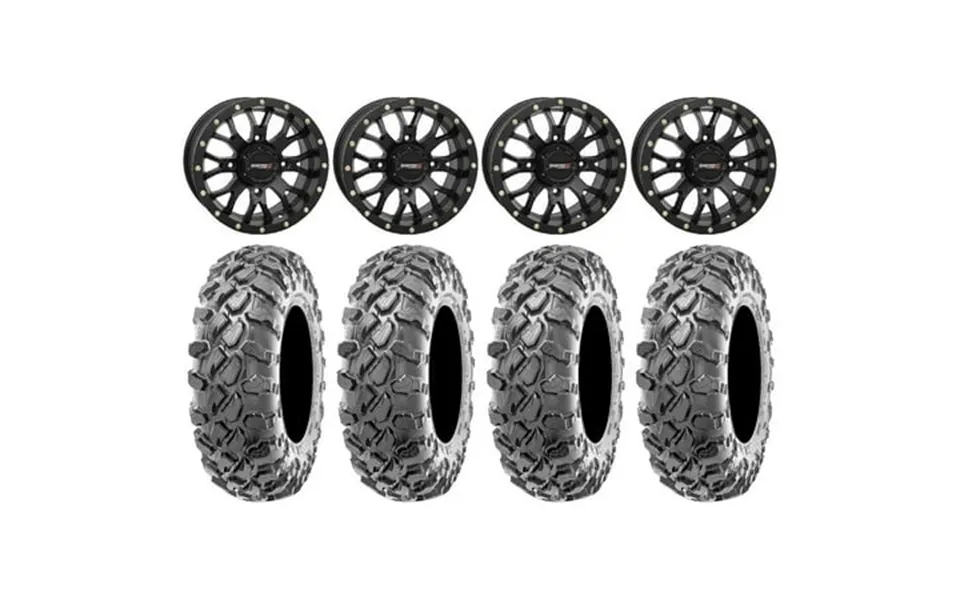 System 3 St-3 14 Wheels Black 29 Carnage Tires Honda Rincon Yamaha Rhino Kawasaki Brute Force Suzuki Kingquad