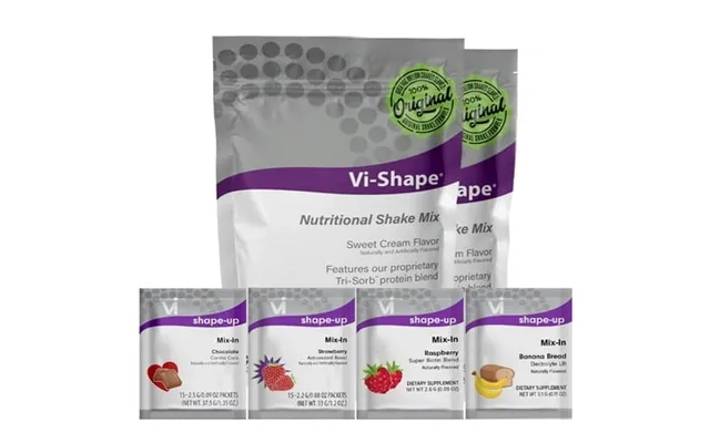 Vi-shape Four Flavor Transformation Kit - 2 Shake Pouches 48 Servings 1 Box Chocolate Mix-in 1 Box Strawberry Mix-in 1 B product image