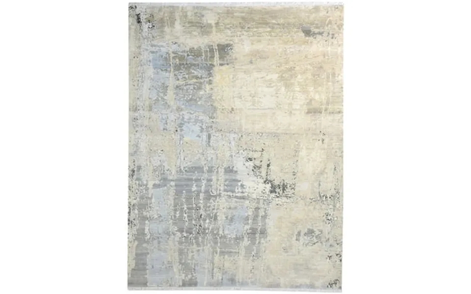 Wool Silk Beige Rug 8x10 Modern Hand Knotted American Abstract Large Carpet