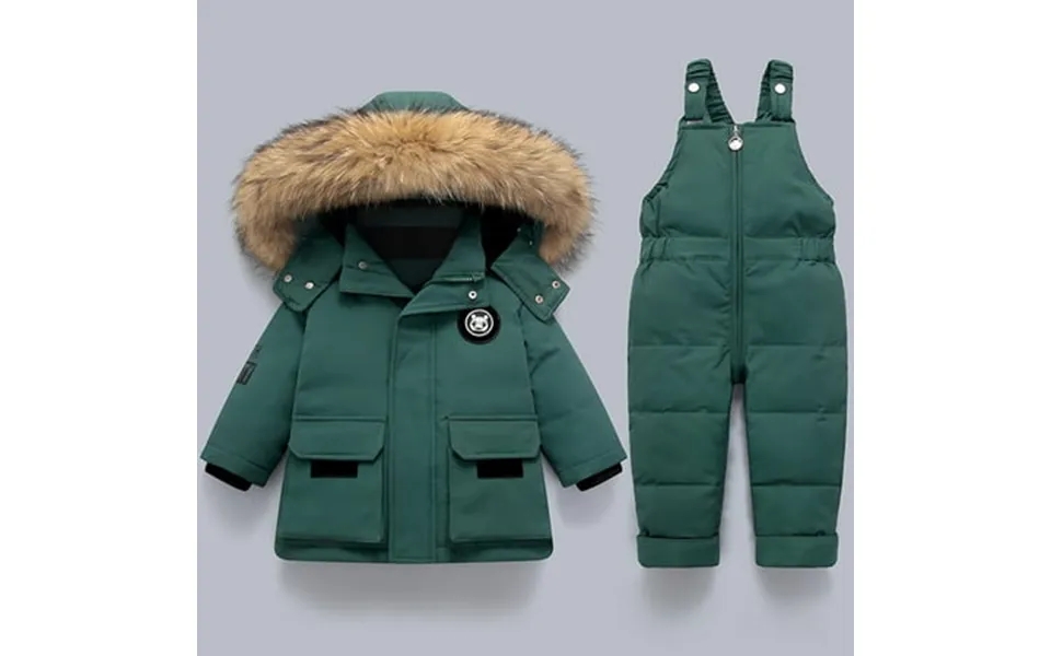 Wqjnweq Girls Jacket Polyester Kids Coat Outwear Winter Baby Boys Polka Printing Thickened Down Strap Pants Two-piece Su