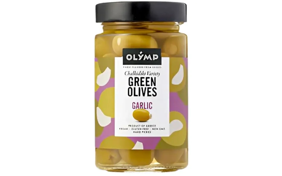 Olymp Grønne Oliven Hvidløg 320 G