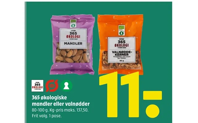 365 Organic almonds or walnuts product image