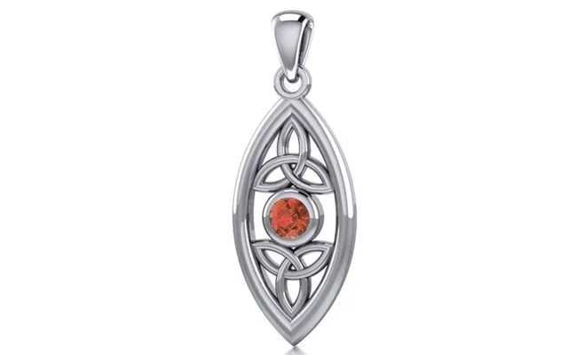 Pendant with triquetra - treenighedssymbolet past, the laws red garnet product image