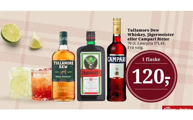 Tullamore dew whiskey, jägermeister or campari bitter product image