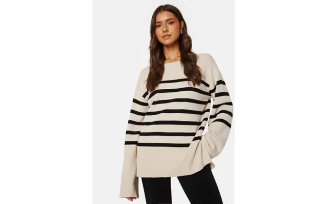 Bubbleroom Oversized Striped Knitted Sweater Beige Striped Xs product image