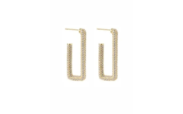 By Jolima Monaco Rectangle Hoops Crystal Gold One Size product image